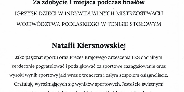 Gratulacje posła dla Natalii