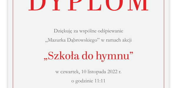 Dyplom za udział szkoły