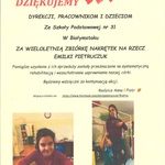 Podziękowania za zbiórkę nakrętek.