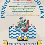Plakat informacyjny o pomocy dla powodzian.