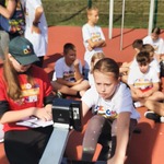 Uczennica kl 4 na ergometrze w trakcie zawodów SPA.